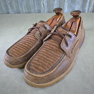 Twisted X Womens Driving Moc Fringe Leather Boat Shoe Lace Up WDM0061 Sz 9.5M